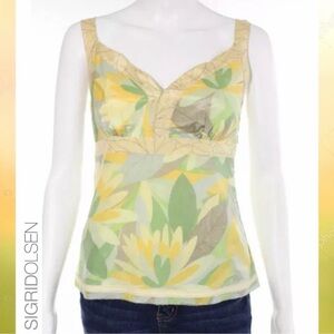 SIGRID OLSEN Yellow and Green Floral Camisole/Top